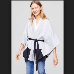 LOFT Colorblock Belted Poncho XS/S